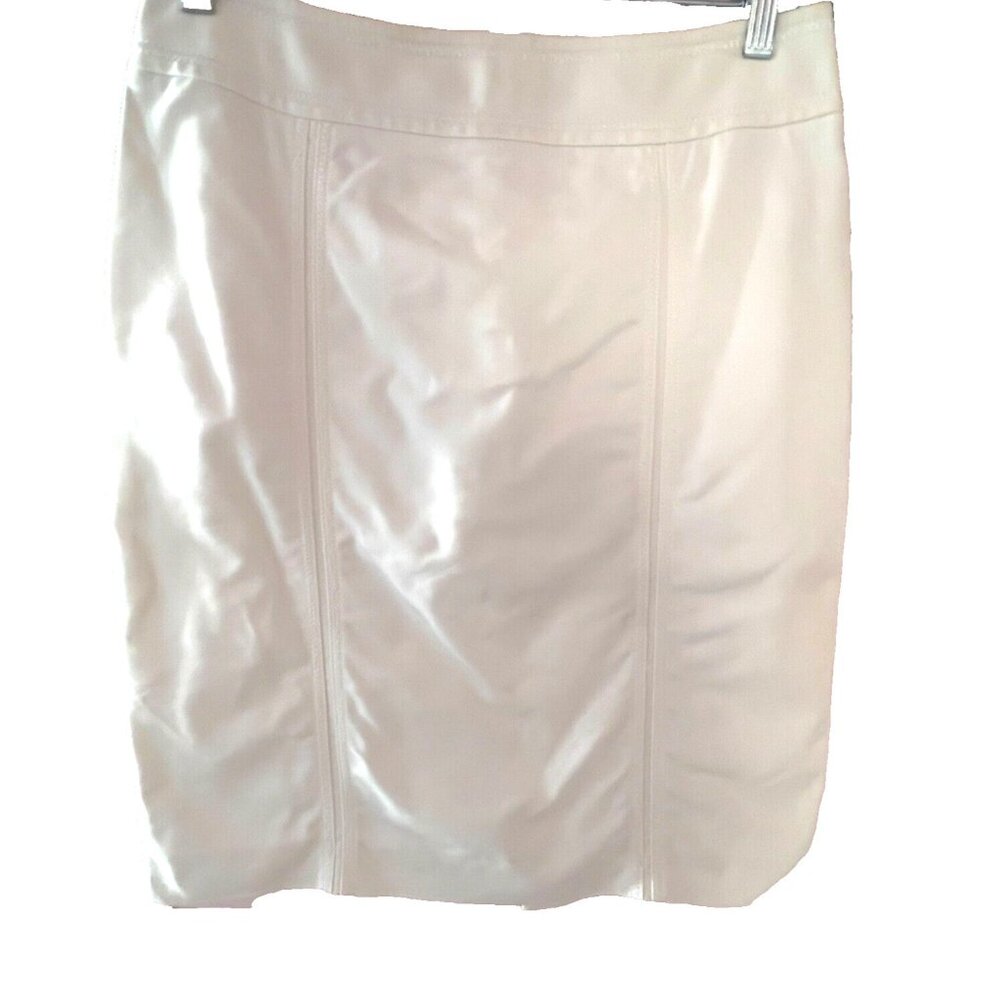 White House Black Market Women's Size 10 White Stretch Pencil Skirt Inset Detail
